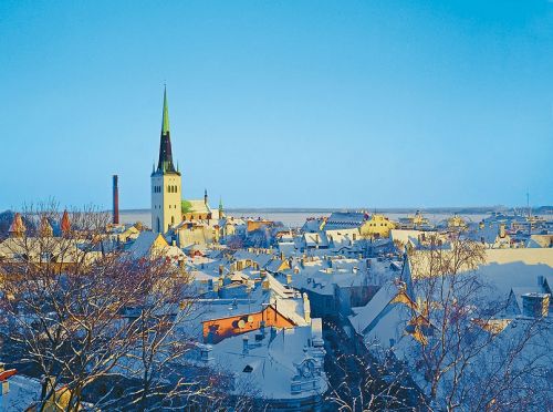 Blick auf die Altstadt im Winter