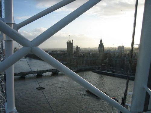 Blick auf das Parlament vom London Eye aus.