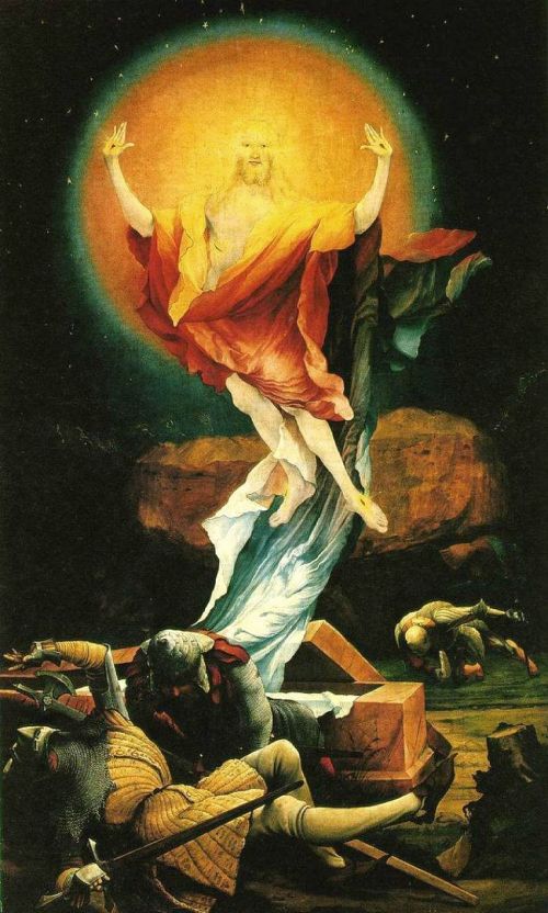 Mathias GrÃ¼newald: Auferstehung, 2. Wandelbild, Detail des Isenheimer Altars (1515-25); Unterlinden Museum, Colmar, Frankreich; Â© Photographie: Hello world